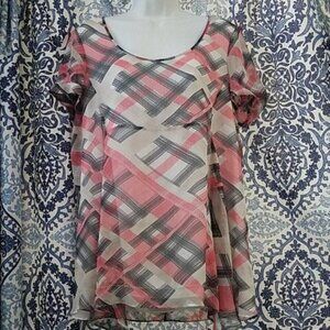 Ellen Tracy Top Shirt Blouse Short Sleeves Women's WOMAN'S Size Medium